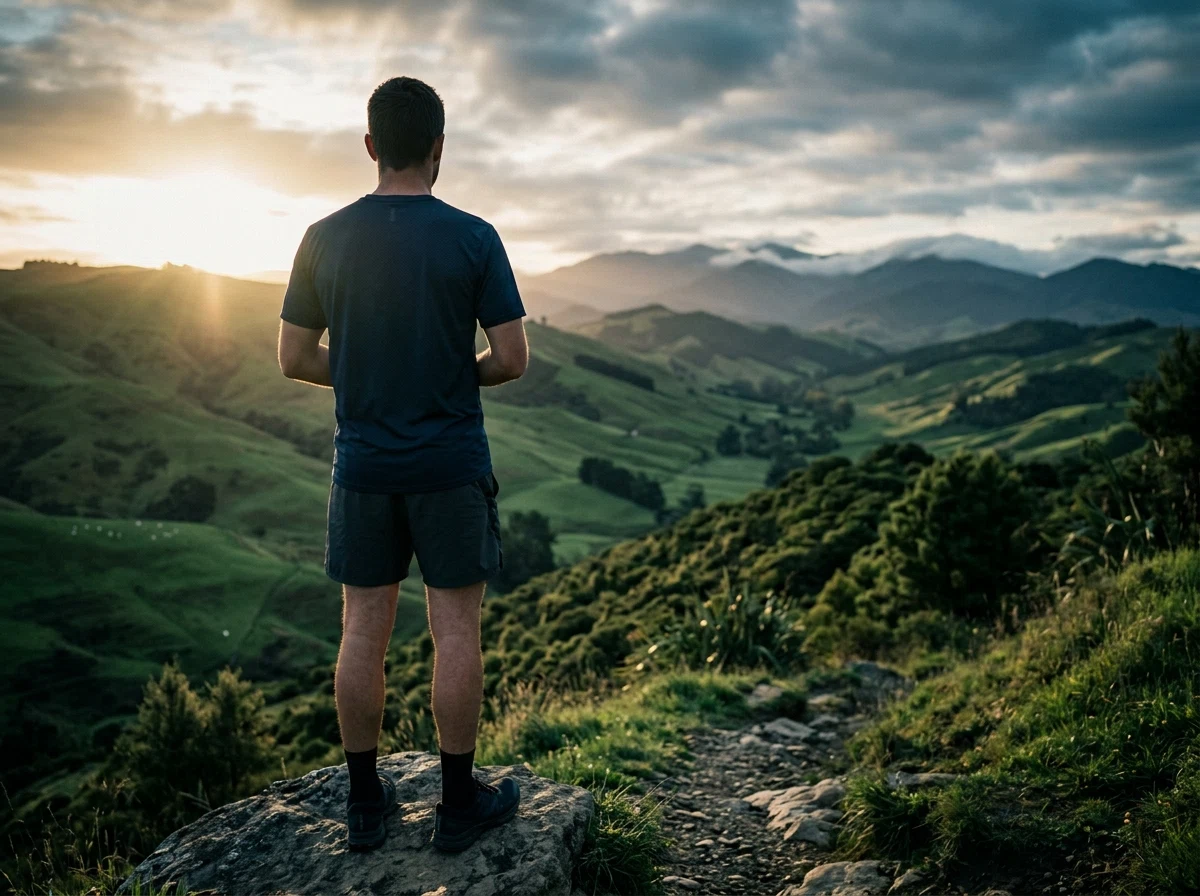 Anonymous man overlooking New Zealand hillside - men's health supplements over 50 New Zealand